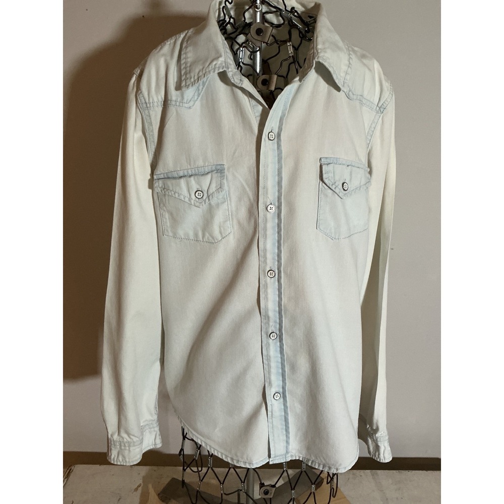 Victoria's Secret Light Wash Denim Western Button Up Women's Medium 100% Cotton